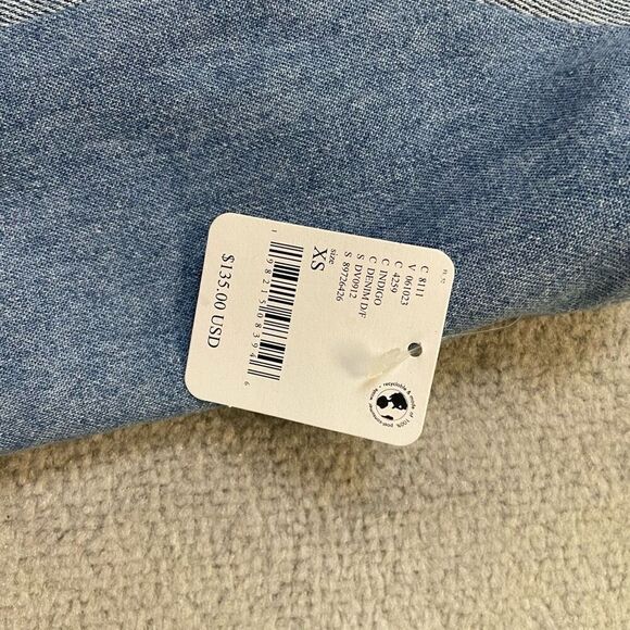 Free People X Tricia Fix Womens Two Tone Split Denim Halter Vest Blue XS NWT - Picture 5 of 7